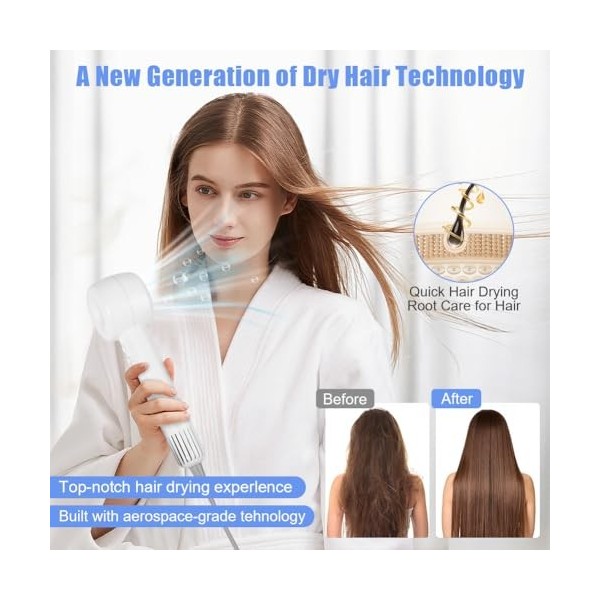 Flintronic Sèche Cheveux Professionnel, 500 Millions Dions Négatifs Hair Dryer, 110 000 t/m Moteur Haute Vitesse, 3 Vitesses