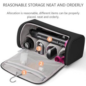 Linpr Sac de rangement de voyage pour sèche-cheveux Dyson, étui de voyage avec crochet, bigoudi et organisateur daccessoires