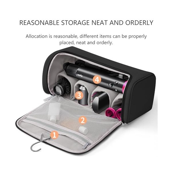 Linpr Sac de rangement de voyage pour sèche-cheveux Dyson, étui de voyage avec crochet, bigoudi et organisateur daccessoires