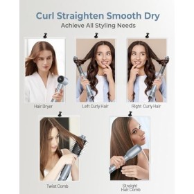 ZCVTBYE Sèche-Cheveux 5 en 1, 13000 RPM Styler Haute Vitesse, Brosse à Air Chaud, Fer à Boucler, Brosse Ronde, Peigne Lissant