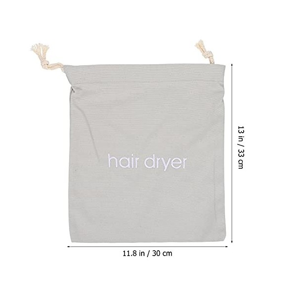 Minkissy Sac de rangement pour sèche-cheveux avec cordon de serrage pour maison, hôtel, chambre damis Gris clair