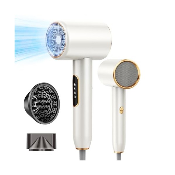 Sèche-cheveux Professionnel Ionique, Puissant et Léger Hair Dryer, 2400W Séchage Rapide, Répartition Uniforme de Chaleur, 3 T
