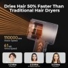 Seche Cheveux, 110 000 tr/min à Moteur Sans Balai, 500 Millions Sèche Cheveux Ionique Négatifs, Soin des Cheveux, Séchage Rap