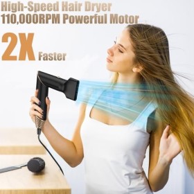 OBEST Sèche-cheveux Pliable 5 en 1,Sèche-cheveux, Brosse à air Chaud, Brosse Sèche-Cheveux, Brosse Ronde, fer à Friser,Sèche-