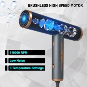 Layhou Seche Cheveux, Sèche-Cheveux Professionnel ionique séchoir 1 buse de Coiffure, 3 températures/3 Vitesses, Affichage LE