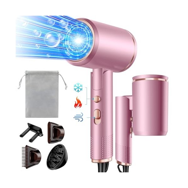 Vbrisi Seche Cheveux Pliable, 2400W Sèche-Cheveux Ionique avec Diffuseur, Professionnel Hair Dryer, 3 températures/3 vitesses