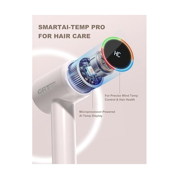 Seche Cheveux Professionnel Ionique 2200W Mini Sèche Cheveux Silencieux 200 Millions Dions Négatifs - 340g Compact et Léger