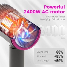 2400W AIUNAOM Sèche-cheveux ionique Constant, idéal pour les voyages, la maison et les salons, sèche-cheveux rapide et silenc