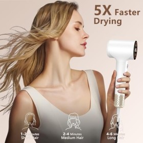 TQQ Seche Cheveux Professionnel, 400 Millions ionique Plasma, Moteur Haute Vitesse 110000 TR/Min, 57dB Faible Bruit Sèche Che
