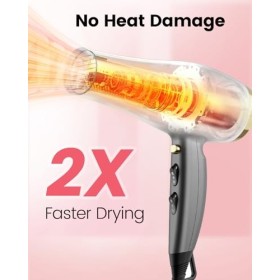 Dekuri Sèche-cheveux professionnel ionique à séchage rapide, salon avec 2 vitesses, 3 réglages de chaleur, bouton froid, avec