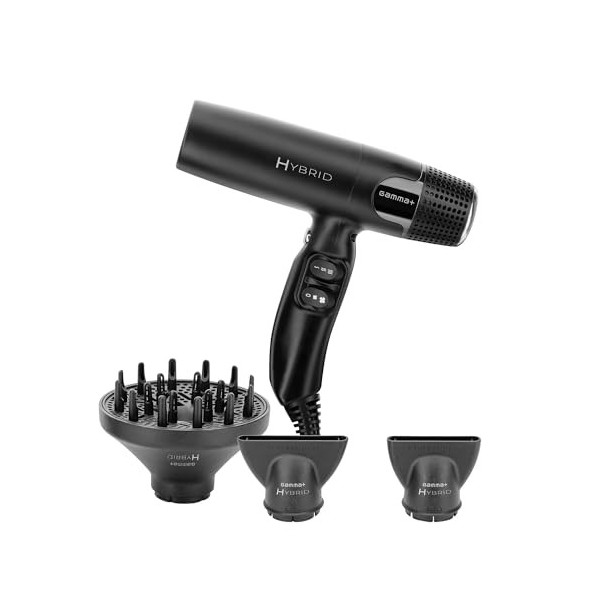 GAMMA+ Hybrid Sèche-cheveux Ionique, Sèche-cheveux Ultra-léger 300 gr, Ergonomique, Moteur Numérique 100.000 Rpm, Triple Filt