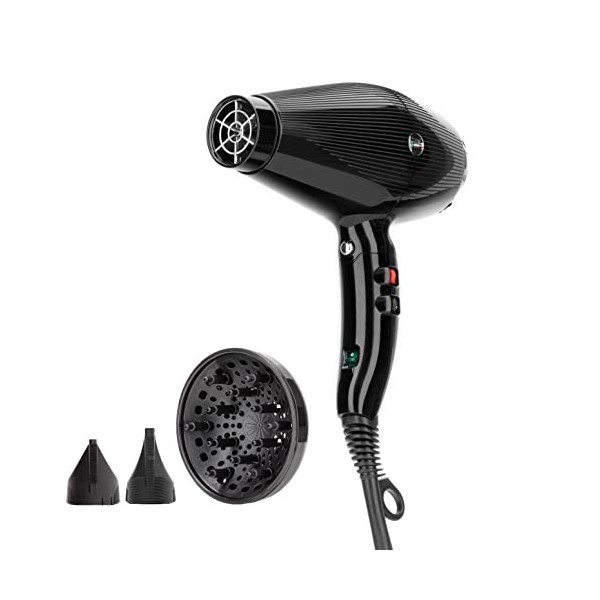 GAMMA+ Sèche-cheveux Ionique G-TRONIC Dual Ionic 2500, Sèche-cheveux Professionnel Léger 390 gr, Interrupteur On/Off Fonction