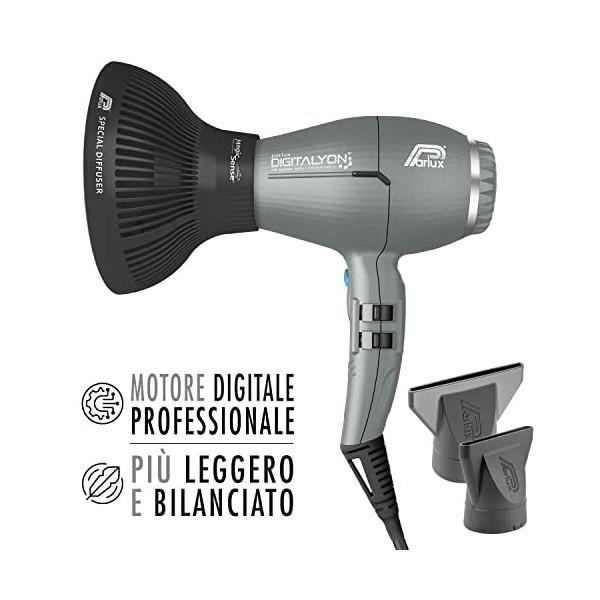Parlux Pack Digitalyon avec diffuseur MagicSense. Sèche-cheveux professionnel numérique avec ions négatifs. Très léger et pui