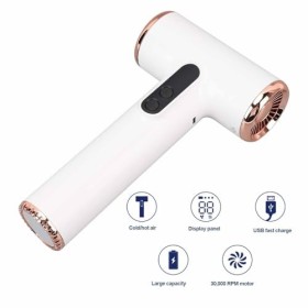 Sèche-cheveux sans Fil, Rechargeable par USB C, 15 600 MAh, 3 Vitesses, 3 Chaleurs, Séchage Rapide pour les Voyages en Dortoi