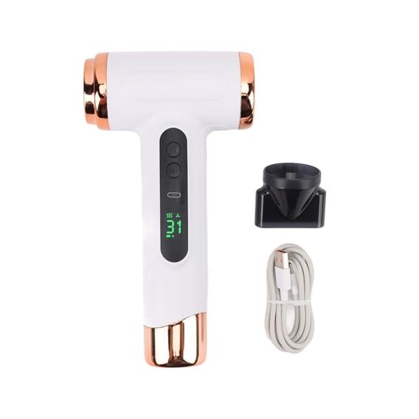 Sèche-cheveux Portable 15 000 MAh, Rechargeable par USB, Sèche-cheveux de Voyage avec Concentrateur, Fonctions de Chaleur Tur