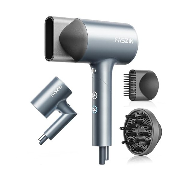 Sèche-cheveux Faszin, 22m/s Séchage Rapide Sèche-cheveux Léger,12 Modes de Séchage, 100 Millions dions, Sèche-cheveux Voyage