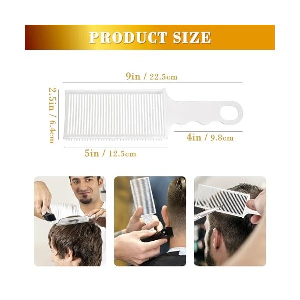 Lot de 2 peignes anti-statiques à dessus plat résistants à la chaleur pour barbier - Peigne professionnel à la décoloration -
