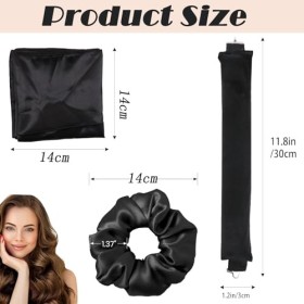 Lot de 4 tiges de soufflage sans chaleur, avec 1 écharpe douce + 2 boucles à cheveux, tiges de soufflage pendant la nuit, bou