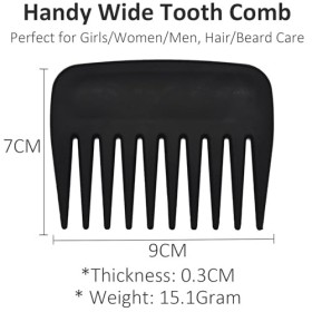 Lot de 2 peignes à dents larges pour homme - Peigne à dents larges - Antistatique - Peigne démêlant compact - Sans poignée - 