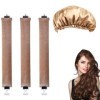 Lot de 3 tiges de soufflage kaki sans chaleur avec 1 bonnet de sommeil en dentelle dorée, bigoudis sans chaleur pour éviter l