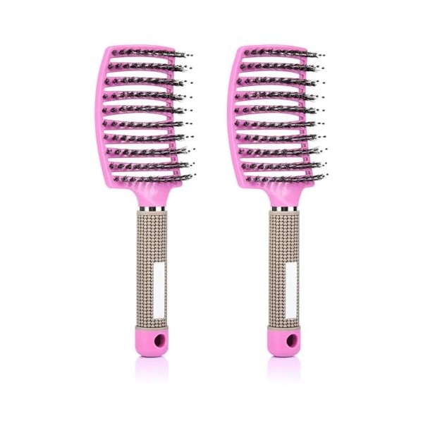 Lot de 2 brosses à cheveux humides pour femme, brosse à cheveux démêlante, brosse à cheveux humides et secs, brosse à cheveux...