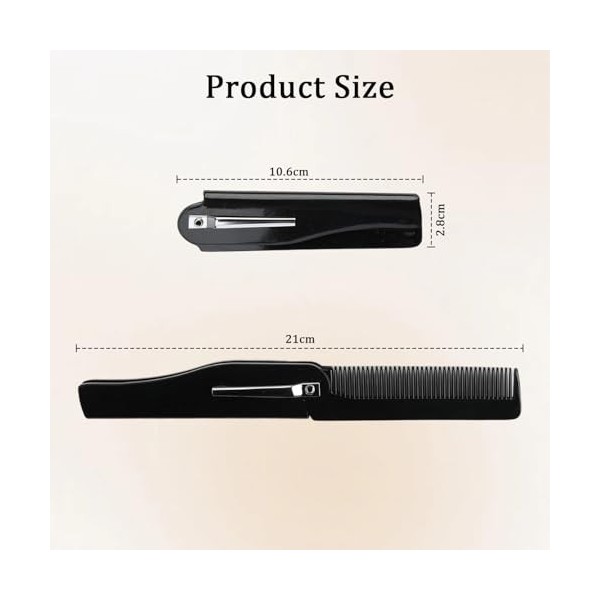 Lot de 2 peignes à cheveux pliables pour homme | Peigne de poche pliable à dents fines | Mini peigne de voyage pour homme et