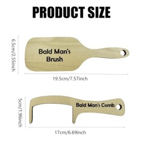 Lot de 2 peignes pour homme chauve, brosse à peigner amusante sans poils | Cadeau amusant pour homme | Brosse à cheveux amusa