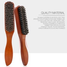 Brosse à cheveux en poils de sanglier, brosse à poils longs, brosse à poils souples, brosse à barbe rouge-marron, pour cheveu