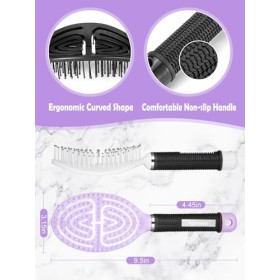 Lot de 2 brosses à cheveux démêlantes pour femmes, hommes, enfants - Cheveux bouclés, raides, humides et secs, facilement à t