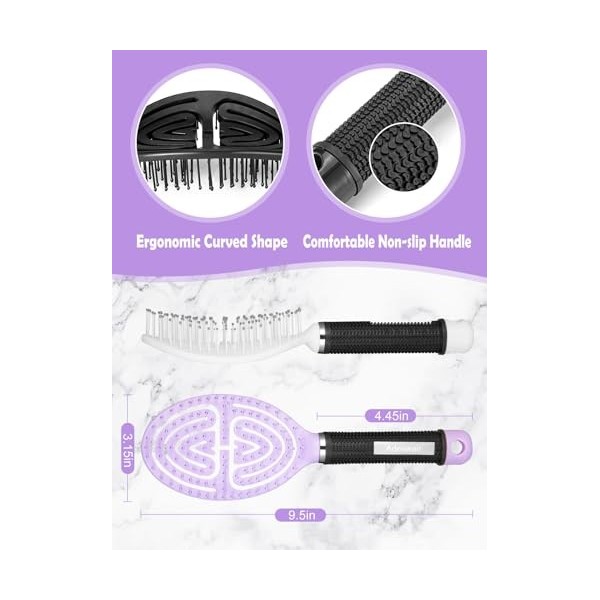 Lot de 2 brosses à cheveux démêlantes pour femmes, hommes, enfants - Cheveux bouclés, raides, humides et secs, facilement à t