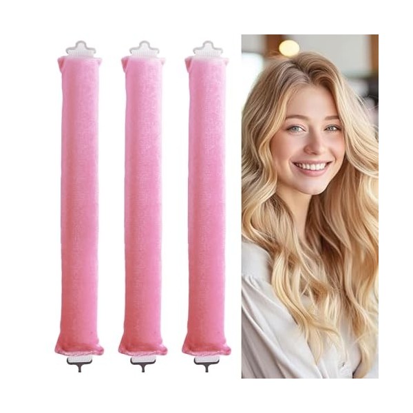 Lot de 3 tiges de soufflage sans chaleur, boucles sans chaleur, tiges de soufflage pendant la nuit, tige à friser sans chaleu