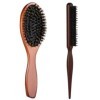 Lot de 2 brosses à cheveux en poils de sanglier pour femmes, hommes, enfants | Brosse à cheveux en poils naturels de sanglier