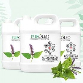 PUROLEO Patchouli Essential Oil 32 Fl Oz/946 ML Made In Canada Natural for Aromatherapy, Skin and Hair Care - Therapeutic G