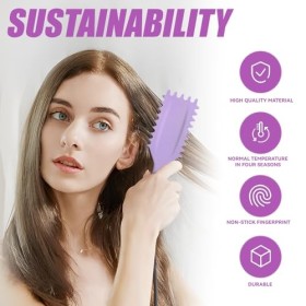 elook Brosse de définition des boucles, brosse à cheveux bouclés, brosse à cheveux en poils de sanglier, brosse coiffante pou