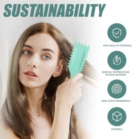 elook Brosse de définition des boucles, brosse à cheveux bouclés, brosse à cheveux en poils de sanglier, brosse coiffante pou