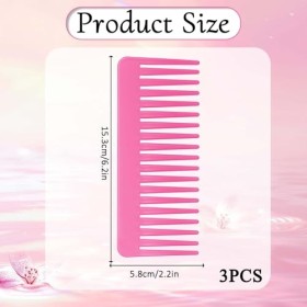 YUXIANLB Lot de 3 grands peignes démêlants à dents larges sans poignée - Brosse de coiffage en plastique - Peignes de douche 