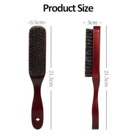 Brosse à cheveux en poils de sanglier doux, peigne en hêtre avec manche en hêtre utilisé, brosse à barbe marron foncé, brosse