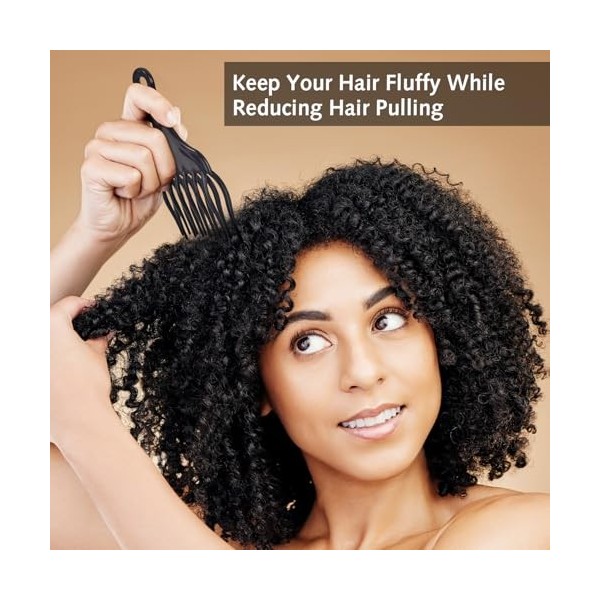 Lot de 2 peignes afro pour cheveux bouclés - Peigne à cheveux afro en plastique à dents larges - Peigne à double poing - Gran