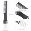 Lot de 4 peignes à cheveux avec broche en métal, peigne de coiffage en carbone noir avec peigne de coupe de cheveux en acier 