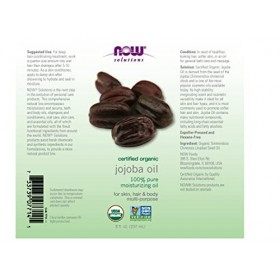 Solutions, certifiés biologiques, huile de jojoba, 8 fl oz 237 ml - Now Foods