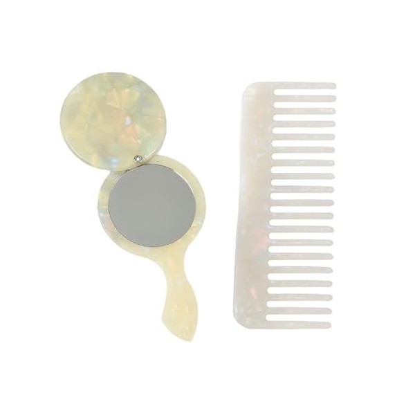 Traziewell SZ000313 Peigne à dents larges pour cheveux bouclés et lisses Sans poignée Durable et léger avec miroirs personnal