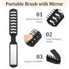 Lot de 2 brosses à cheveux de voyage avec miroir et design creux élégant pour homme et femme, brosse à cheveux portable, mini