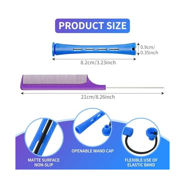 Lot de 36 bigoudis ondulés à froid pour permanente, bigoudis pour cheveux longs et courts