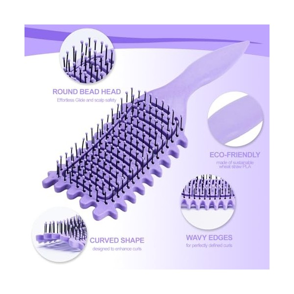 Brosse à cheveux incurvée ventilée démêlante pour homme et femme - Pour cheveux secs et humides - Séchage rapide - Brosse dém