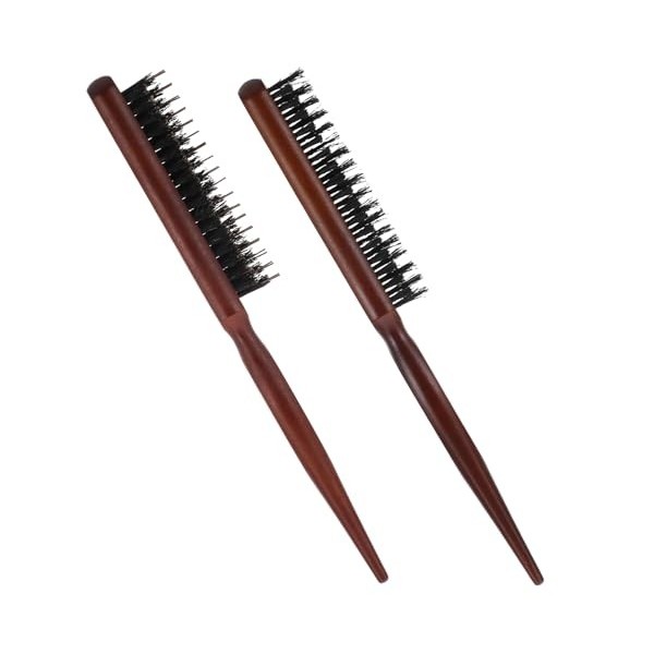 Lot de 2 peignes de taquinerie pour cheveux fins, peigne à queue de rat, brosse à taquiner en poils de sanglier pour coiffeur
