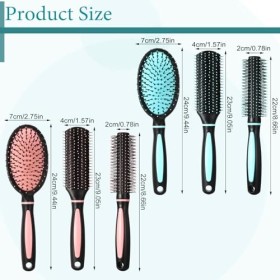 Meng Jiaran Lot de 6 brosses à cheveux pour femme, brosse à cheveux démêlante, brosse à cheveux mouillés, brosse à cheveux dé