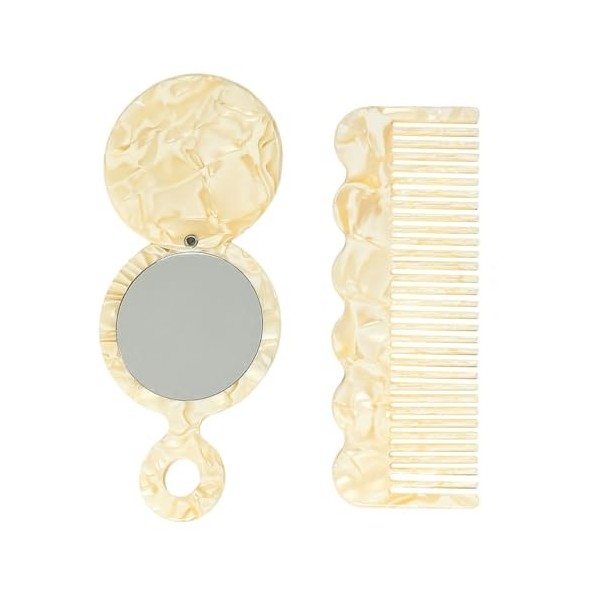 Traziewell Peigne à dents fines pour cheveux bouclés, ondulés et épais avec miroirs de poche, SZ000414