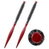 Lot de 2 petites brosses rondes pour cheveux courts, cheveux fins et franges, 1,27 cm pour brushing, maquillage, voyage à la 