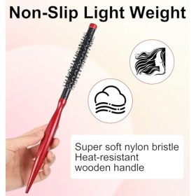 Lot de 2 petites brosses rondes pour cheveux courts, cheveux fins et franges, 1,27 cm pour brushing, maquillage, voyage à la 