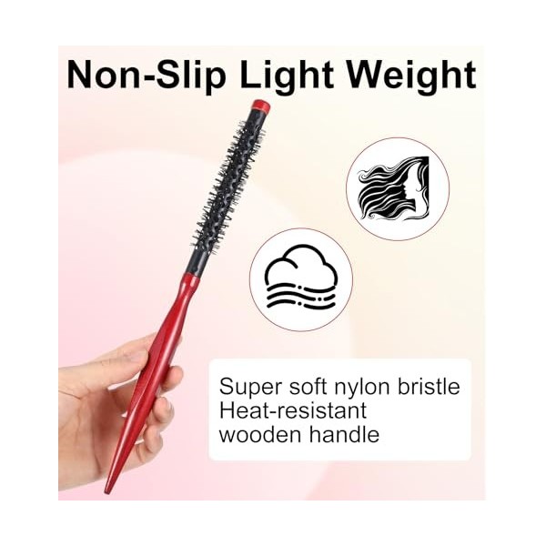 Lot de 2 petites brosses rondes pour cheveux courts, cheveux fins et franges, 1,27 cm pour brushing, maquillage, voyage à la 